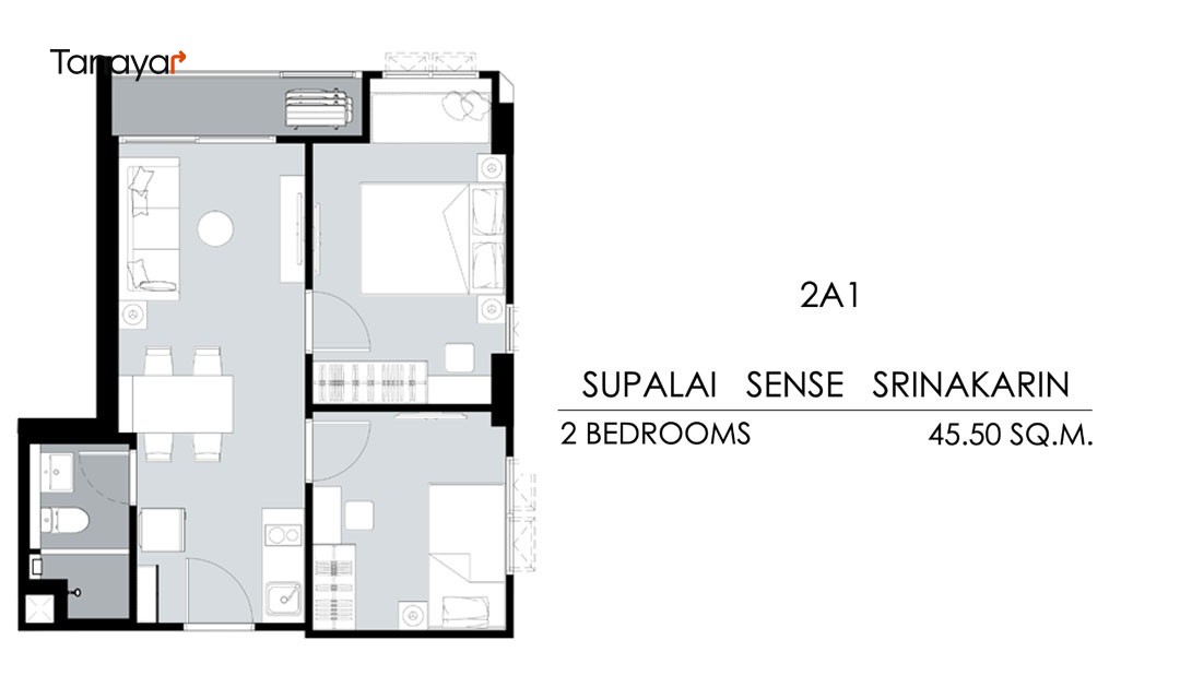2 Bedrooms/1 Bathroom