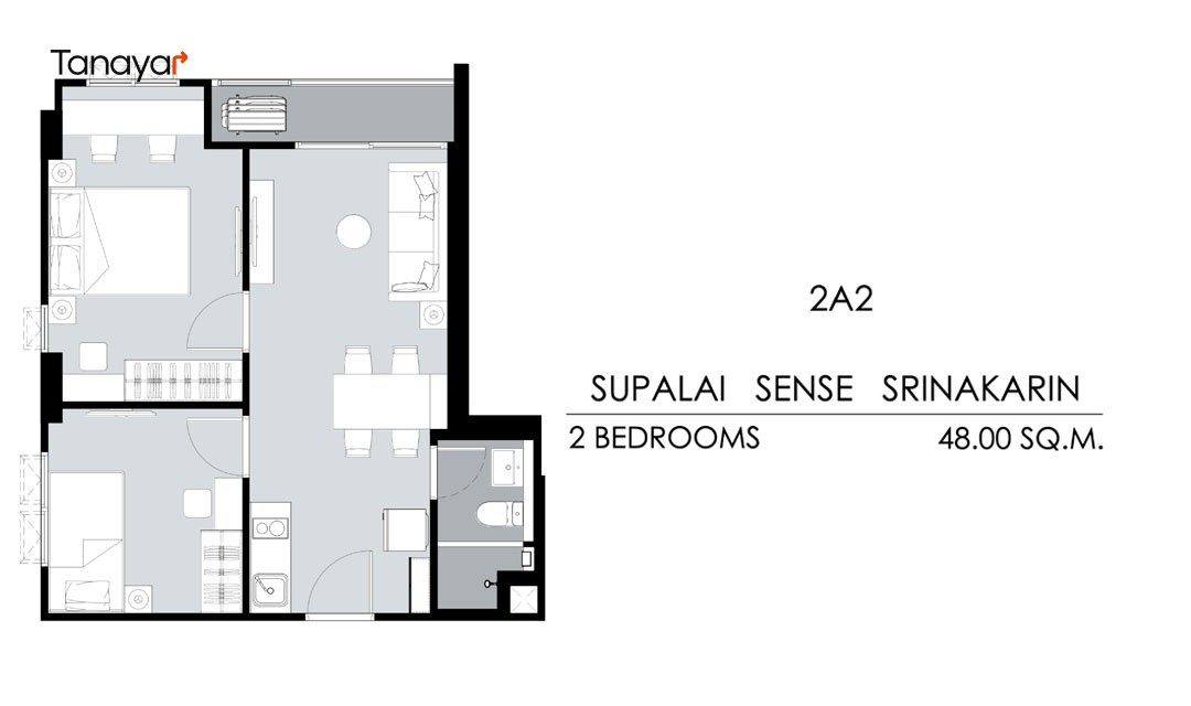 2 Bedrooms/1 Bathroom