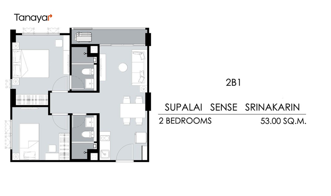 2 Bedrooms/2 Bathrooms