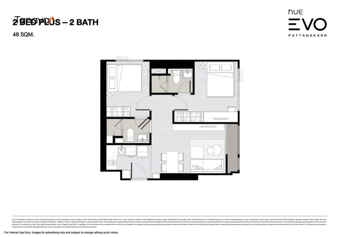 2 Bedrooms/2 Bathrooms