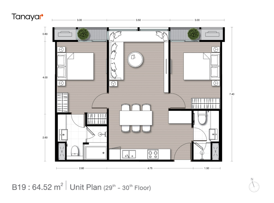 2 Bed M